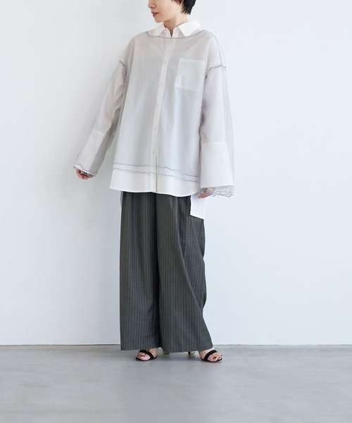 LEPSIM（レプシィム）の「【FOR I SERIES】ストライプワイドパンツ　966470（その他パンツ・レディース・グレー/ネイビー・SMALL/MEDIUM）」の7枚目の写真