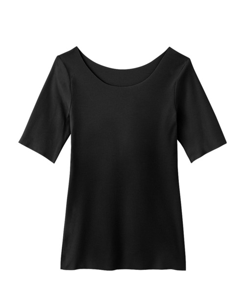 GUNZE(グンゼ)の「GUNZE グンゼ KIREILABO キレイラボ 5分袖インナー レディース(Tシャツ/カットソー・レディース・グリーン/ブラック/パープル・MEDIUM)」の2枚目の写真