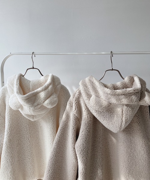 AS KNOW AS plus（アズノゥアズプラス）の「☆ボアっとフーディブルゾン / ボアっとフーディくま耳ブルゾン / ボアっとフーディねこ耳ブルゾン（ブルゾン・レディース・アイボリー/ブラック/モカ/グレイッシュベージュ/ベージュ系/アイボリー系/ブラック系その他・FREE）」の19枚目の写真