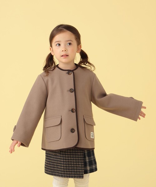 BEAMS mini(ビームスミニ)の「BEAMS mini / 2way カラー メルトン コート (90~150cm)(その他アウター・キッズ・ブラウン系その他4/オリーブ・140/100/130/120/90/110/150)」の7枚目の写真