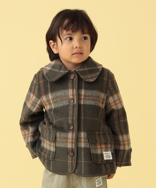 BEAMS mini(ビームスミニ)の「BEAMS mini / 2way カラー メルトン コート (90~150cm)(その他アウター・キッズ・ブラウン系その他4/オリーブ・140/100/130/120/90/110/150)」の9枚目の写真