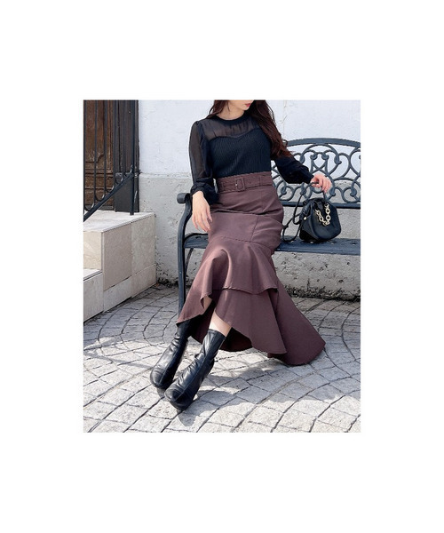 MIIA（ミーア）の「シアースリーブニットトップス（ニット/セーター・レディース・ベージュ/ブラック/ボルドー・FREE）」の7枚目の写真