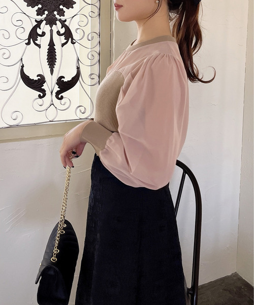 MIIA（ミーア）の「シアースリーブニットトップス（ニット/セーター・レディース・ベージュ/ブラック/ボルドー・FREE）」の17枚目の写真