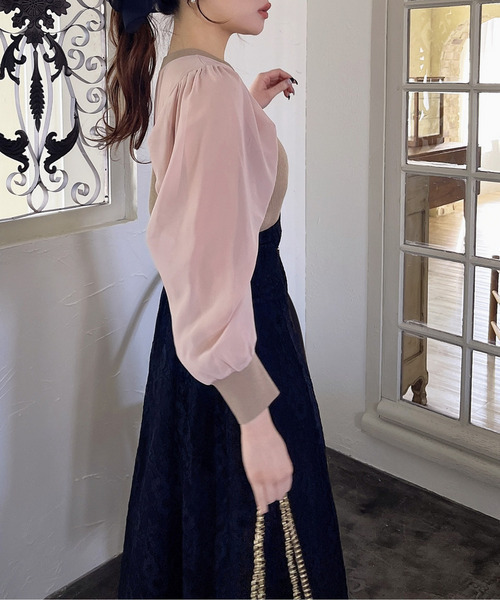 MIIA（ミーア）の「シアースリーブニットトップス（ニット/セーター・レディース・ベージュ/ブラック/ボルドー・FREE）」の18枚目の写真