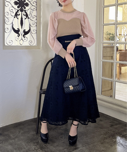 MIIA（ミーア）の「シアースリーブニットトップス（ニット/セーター・レディース・ベージュ/ブラック/ボルドー・FREE）」の20枚目の写真