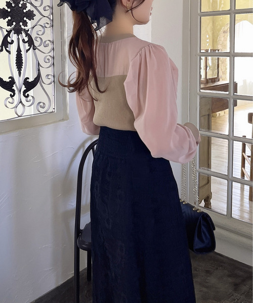 MIIA（ミーア）の「シアースリーブニットトップス（ニット/セーター・レディース・ベージュ/ブラック/ボルドー・FREE）」の22枚目の写真