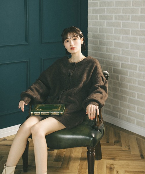 MIEL CRISHUNANT（ミエルクリシュナ）の「前後2WAYロングニットカーディガン（ニット/セーター・レディース・アイボリー/ダークブラウン/ブラック・FREE）」の4枚目の写真