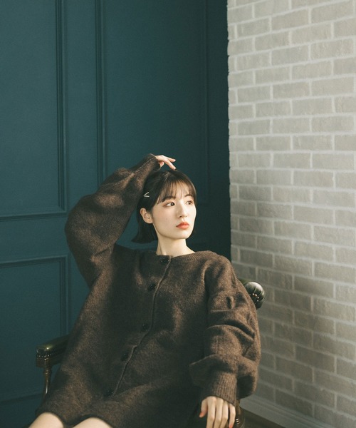 MIEL CRISHUNANT（ミエルクリシュナ）の「前後2WAYロングニットカーディガン（ニット/セーター・レディース・アイボリー/ダークブラウン/ブラック・FREE）」の6枚目の写真