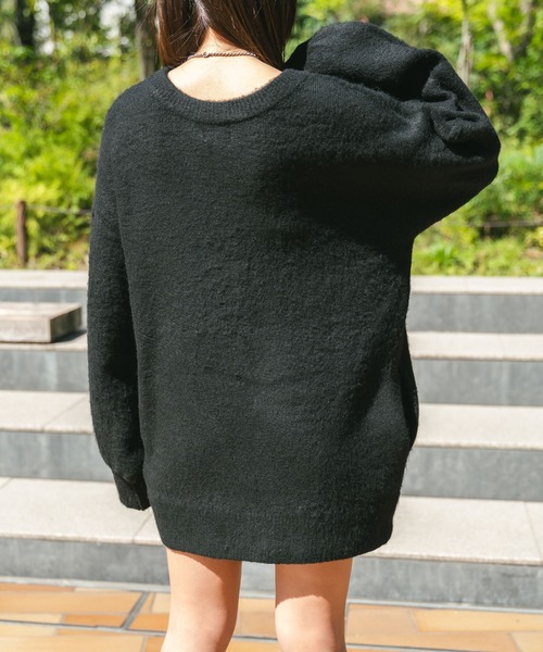 MIEL CRISHUNANT（ミエルクリシュナ）の「前後2WAYロングニットカーディガン（ニット/セーター・レディース・アイボリー/ダークブラウン/ブラック・FREE）」の7枚目の写真