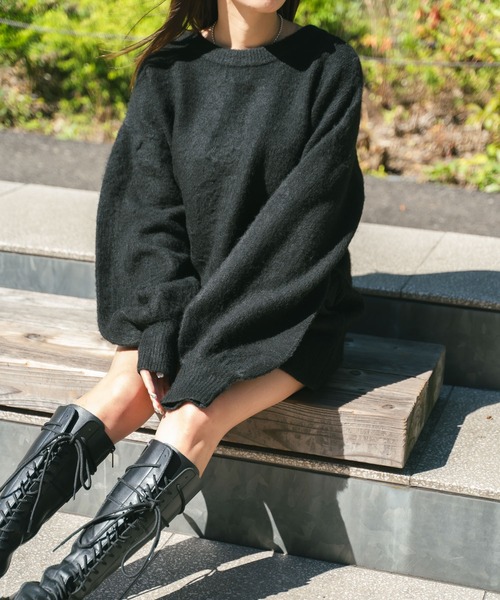 MIEL CRISHUNANT（ミエルクリシュナ）の「前後2WAYロングニットカーディガン（ニット/セーター・レディース・アイボリー/ダークブラウン/ブラック・FREE）」の9枚目の写真