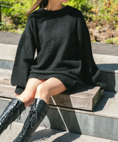 MIEL CRISHUNANT（ミエルクリシュナ）の「前後2WAYロングニットカーディガン（ニット/セーター・レディース・アイボリー/ダークブラウン/ブラック・FREE）」の10枚目の写真