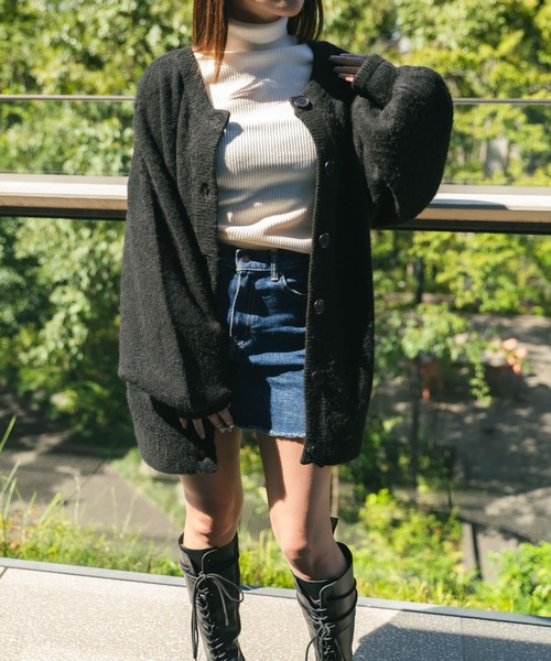 MIEL CRISHUNANT（ミエルクリシュナ）の「前後2WAYロングニットカーディガン（ニット/セーター・レディース・アイボリー/ダークブラウン/ブラック・FREE）」の12枚目の写真