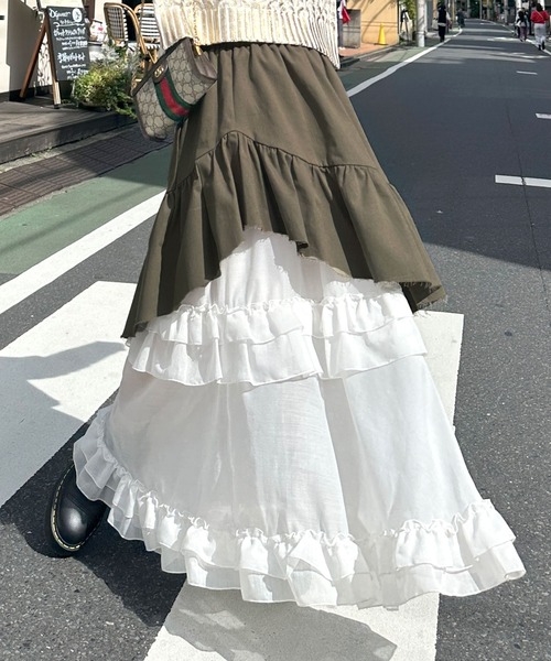 Alley by w closet(アリーバイダブルクローゼット)の「【Alley】イレギュラーヘムギャザースカート(スカート・レディース・シルバー/ブラック/カーキ・FREE)」の6枚目の写真