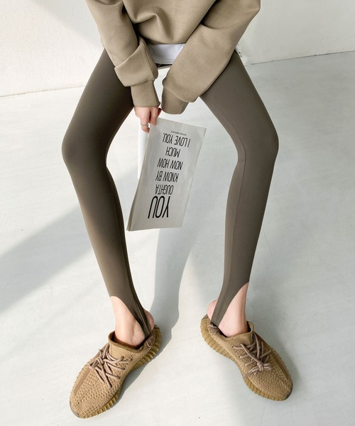 aimoha（アイモハ）の「ハイウエストトレンカパンツ（レギンス/スパッツ・レディース・ベージュ/チョコ/ブラック/ブラウン/グレー・MEDIUM/SMALL/LARGE）」の11枚目の写真