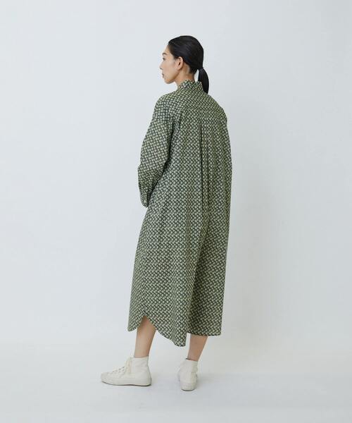 2023 LOISIR リバティ プリント シャツ ワンピース タナローン リバティ タナローン ワンピース レディース 大人 ロング丈 ロング