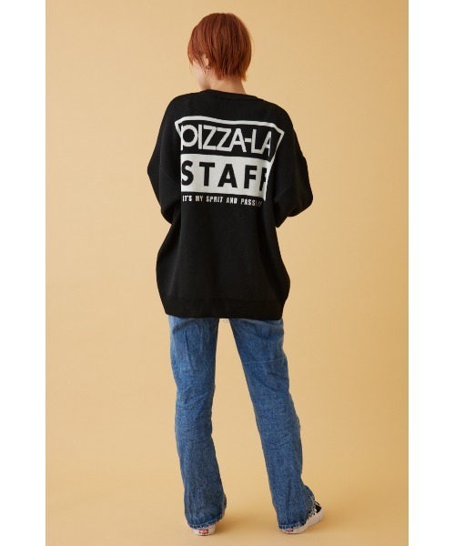 RODEO CROWNS WIDE BOWL（ロデオクラウンズワイドボウル）の「PIZZA-LA CREW KNITトップス（ニット/セーター・レディース・グレー×ホワイト/ブラック・FREE）」の4枚目の写真