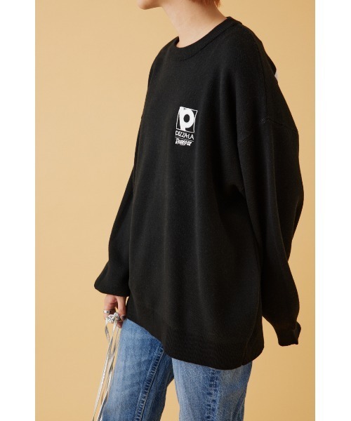 RODEO CROWNS WIDE BOWL（ロデオクラウンズワイドボウル）の「PIZZA-LA CREW KNITトップス（ニット/セーター・レディース・グレー×ホワイト/ブラック・FREE）」の5枚目の写真