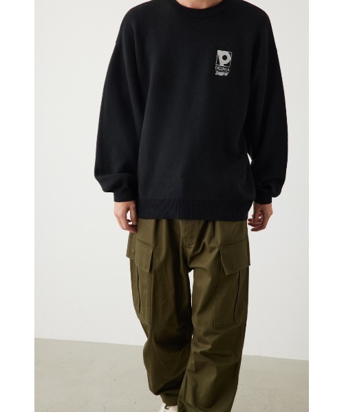 RODEO CROWNS WIDE BOWL（ロデオクラウンズワイドボウル）の「PIZZA-LA CREW KNITトップス（ニット/セーター・レディース・グレー×ホワイト/ブラック・FREE）」の9枚目の写真