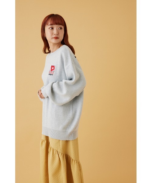 RODEO CROWNS WIDE BOWL（ロデオクラウンズワイドボウル）の「PIZZA-LA CREW KNITトップス（ニット/セーター・レディース・グレー×ホワイト/ブラック・FREE）」の12枚目の写真