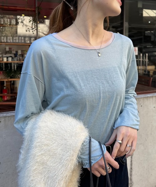 CIAOPANIC TYPY(チャオパニックティピー)の「袖くしゅくしゅシアーTEE(Tシャツ/カットソー・レディース・ブルー/オフホワイト/ブラック・ONE SIZE)」の20枚目の写真