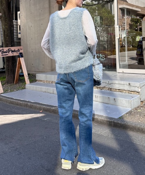 CIAOPANIC TYPY(チャオパニックティピー)の「袖くしゅくしゅシアーTEE(Tシャツ/カットソー・レディース・ブルー/オフホワイト/ブラック・ONE SIZE)」の6枚目の写真