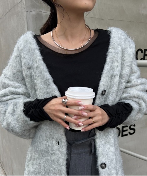 CIAOPANIC TYPY(チャオパニックティピー)の「袖くしゅくしゅシアーTEE(Tシャツ/カットソー・レディース・ブルー/オフホワイト/ブラック・ONE SIZE)」の7枚目の写真