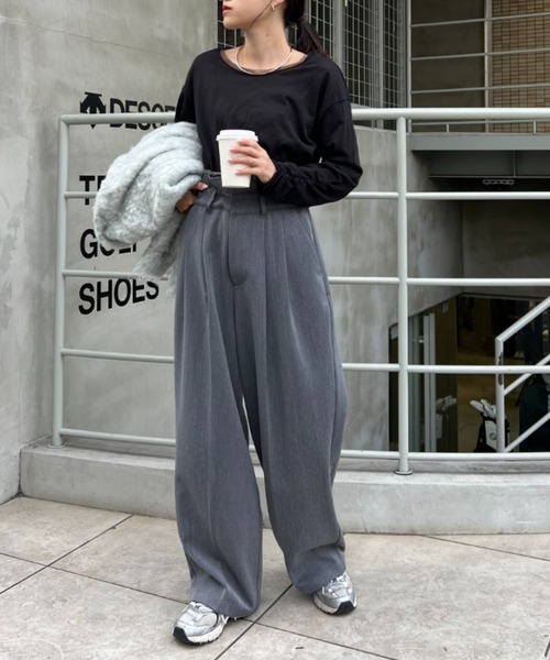 CIAOPANIC TYPY(チャオパニックティピー)の「袖くしゅくしゅシアーTEE(Tシャツ/カットソー・レディース・ブルー/オフホワイト/ブラック・ONE SIZE)」の14枚目の写真