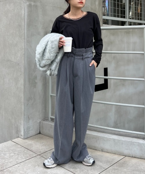 CIAOPANIC TYPY(チャオパニックティピー)の「袖くしゅくしゅシアーTEE(Tシャツ/カットソー・レディース・ブルー/オフホワイト/ブラック・ONE SIZE)」の13枚目の写真