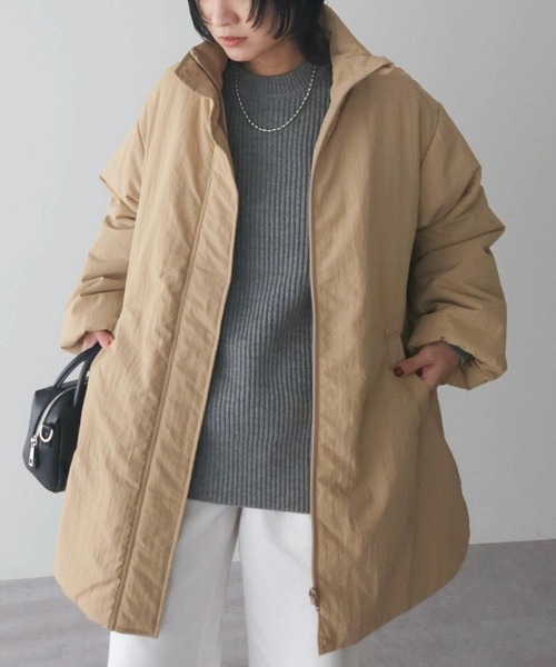 Green Parks(グリーンパークス)の「中わたスタンドカラーミドル丈ブルゾン(ブルゾン・レディース・オリーブ/アイボリー/ベージュ・FREE)」の3枚目の写真