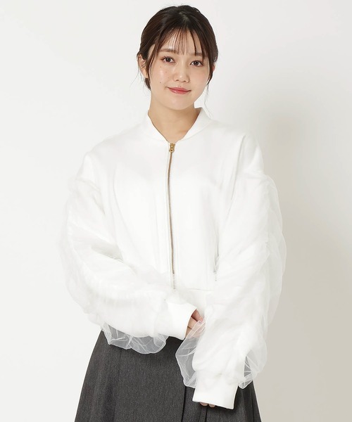 Elegante♡ブルゾン 白 M REDYAZEL（レディアゼル）の「チュールレイヤードMA-1（ブルゾン