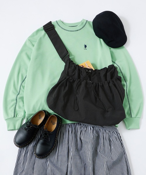 MONO-MART LADY'S（モノマートレディース）の「ナイロンドロストポケットビッグショルダーバッグ（ショルダーバッグ・レディース・カーキ/ブラック/アイボリー/シルバー/グレー/ブルー・FREE）」の7枚目の写真