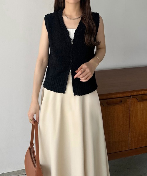 callautia（カラウティア）の「ブークレダブルジップノースリーブニット（ニット/セーター・レディース・グレー/アイボリー/ブラック・MEDIUM）」の13枚目の写真