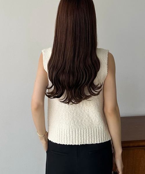 callautia（カラウティア）の「ブークレダブルジップノースリーブニット（ニット/セーター・レディース・グレー/アイボリー/ブラック・MEDIUM）」の7枚目の写真