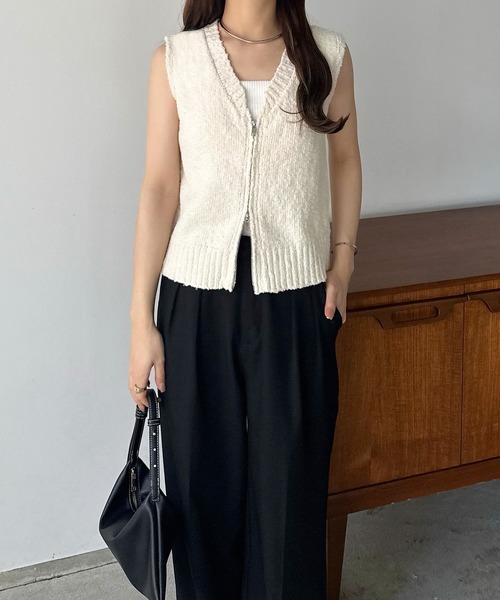 callautia（カラウティア）の「ブークレダブルジップノースリーブニット（ニット/セーター・レディース・グレー/アイボリー/ブラック・MEDIUM）」の8枚目の写真