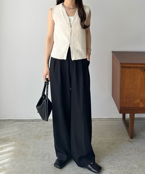 callautia（カラウティア）の「ブークレダブルジップノースリーブニット（ニット/セーター・レディース・グレー/アイボリー/ブラック・MEDIUM）」の9枚目の写真