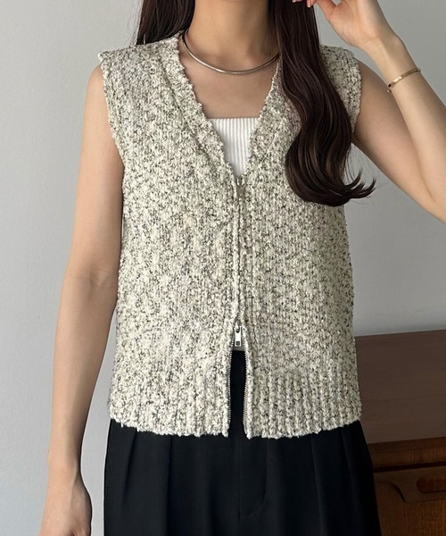 callautia（カラウティア）の「ブークレダブルジップノースリーブニット（ニット/セーター・レディース・グレー/アイボリー/ブラック・MEDIUM）」の10枚目の写真