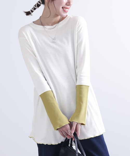 osharewalker（オシャレウォーカー）の「『メロー切り替えロンT』（Tシャツ/カットソー・レディース・オフホワイト/ブラック/モカ・1/2）」の15枚目の写真