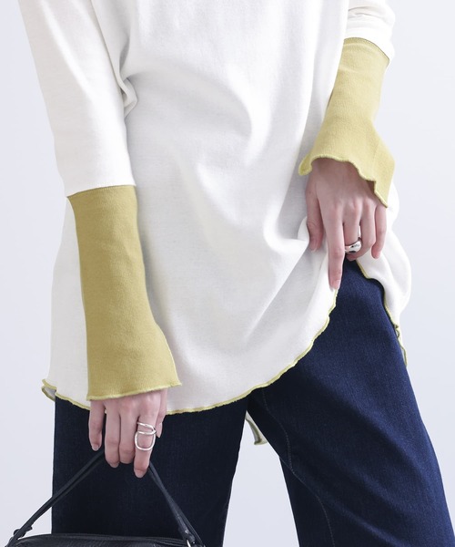 osharewalker（オシャレウォーカー）の「『メロー切り替えロンT』（Tシャツ/カットソー・レディース・オフホワイト/ブラック/モカ・1/2）」の16枚目の写真