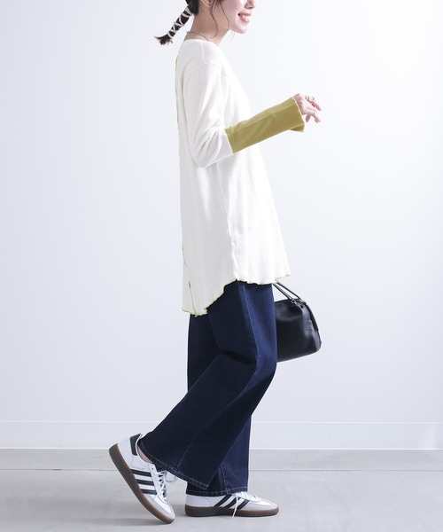 osharewalker（オシャレウォーカー）の「『メロー切り替えロンT』（Tシャツ/カットソー・レディース・オフホワイト/ブラック/モカ・1/2）」の18枚目の写真