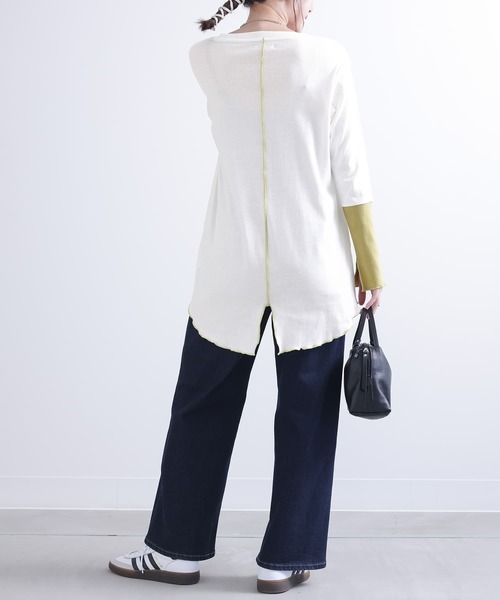 osharewalker（オシャレウォーカー）の「『メロー切り替えロンT』（Tシャツ/カットソー・レディース・オフホワイト/ブラック/モカ・1/2）」の19枚目の写真