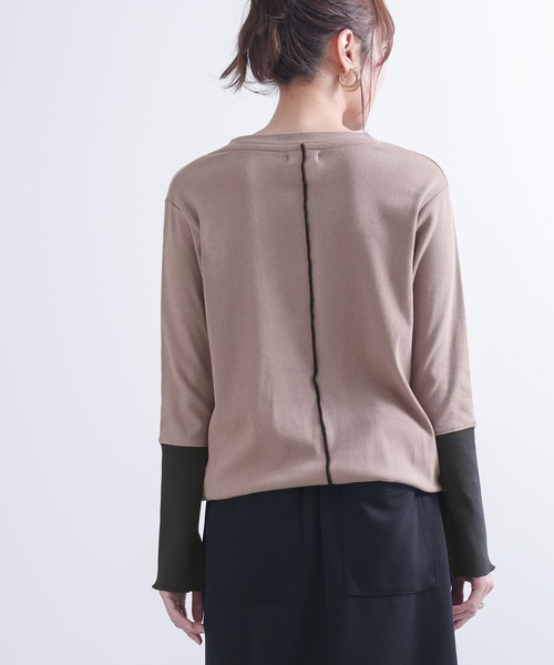 osharewalker（オシャレウォーカー）の「『メロー切り替えロンT』（Tシャツ/カットソー・レディース・オフホワイト/ブラック/モカ・1/2）」の10枚目の写真