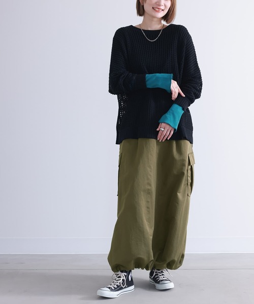 osharewalker（オシャレウォーカー）の「『メロー切り替えロンT』（Tシャツ/カットソー・レディース・オフホワイト/ブラック/モカ・1/2）」の14枚目の写真