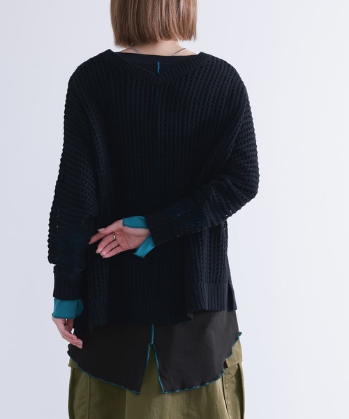 osharewalker（オシャレウォーカー）の「『メロー切り替えロンT』（Tシャツ/カットソー・レディース・オフホワイト/ブラック/モカ・1/2）」の4枚目の写真