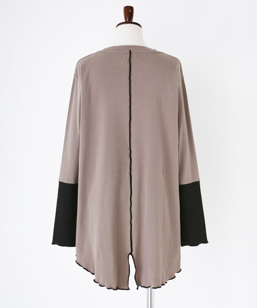 osharewalker（オシャレウォーカー）の「『メロー切り替えロンT』（Tシャツ/カットソー・レディース・オフホワイト/ブラック/モカ・1/2）」の8枚目の写真