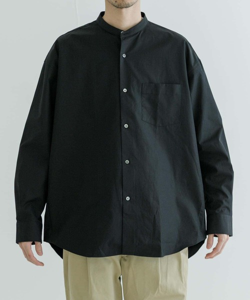 THOMAS MASON（トーマス メイソン）の「トーマスメイソンバンドカラーオーバーシャツ（シャツ/ブラウス・メンズ・ストライプ/ロイヤルブルー/ホワイト/ブラック・MEDIUM/LARGE/X-LARGE）」の7枚目の写真