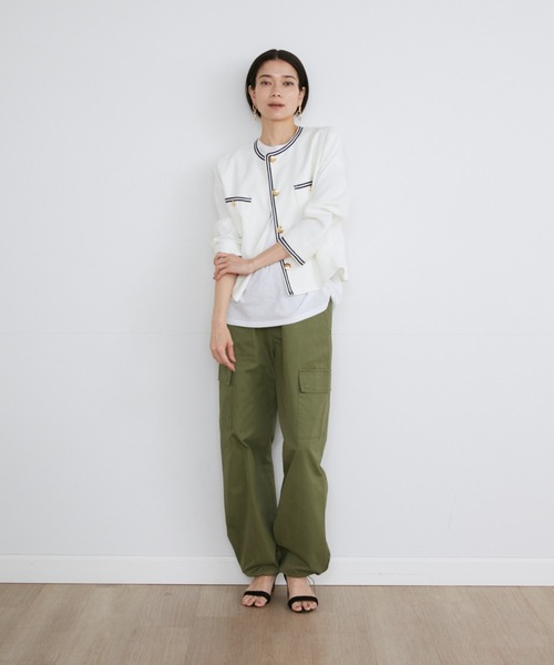 INED - 【美品】イネド【洗える】ノーカラータックジャケット ノーカラーツイードジャケット《Lanificico Campore》｜INED