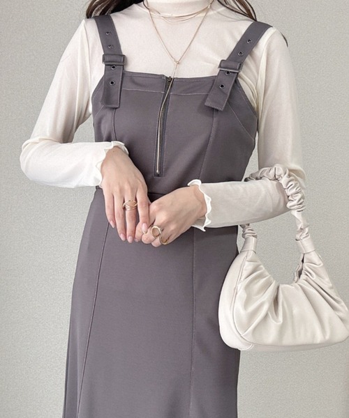 Ada.(エイダ)の「フロントジップ マーメイド ジャンパースカート(ワンピース・レディース・チャコール/ブラック・FREE)」の1枚目の写真