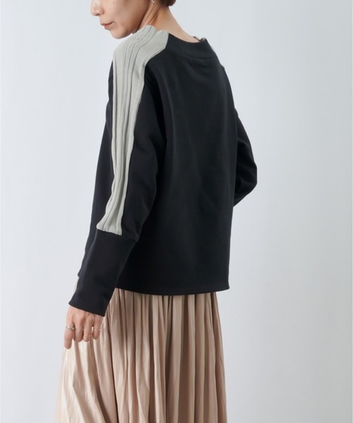 LUCA/LADY LUCK LUCA（ルカ/レディラックルカ）の「LC/LLL 裏毛ラインプルオーバー / 配色リブデザインモックネックプルオーバー（Tシャツ/カットソー・レディース・ライトベージュ/グレー/ブラック・FREE）」の11枚目の写真