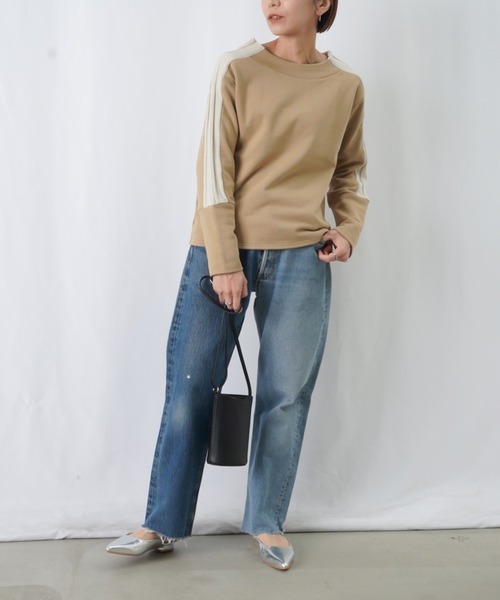 LUCA/LADY LUCK LUCA（ルカ/レディラックルカ）の「LC/LLL 裏毛ラインプルオーバー / 配色リブデザインモックネックプルオーバー（Tシャツ/カットソー・レディース・ライトベージュ/グレー/ブラック・FREE）」の16枚目の写真