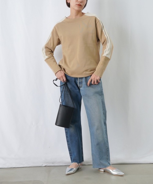 LUCA/LADY LUCK LUCA（ルカ/レディラックルカ）の「LC/LLL 裏毛ラインプルオーバー / 配色リブデザインモックネックプルオーバー（Tシャツ/カットソー・レディース・ライトベージュ/グレー/ブラック・FREE）」の19枚目の写真